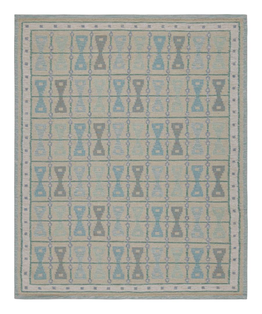 Scandinavian Custom Kilim Rug With Hourglass Geometric Patterns