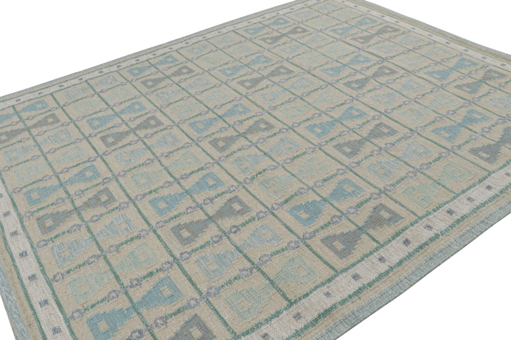 Scandinavian Custom Kilim Rug With Hourglass Geometric Patterns