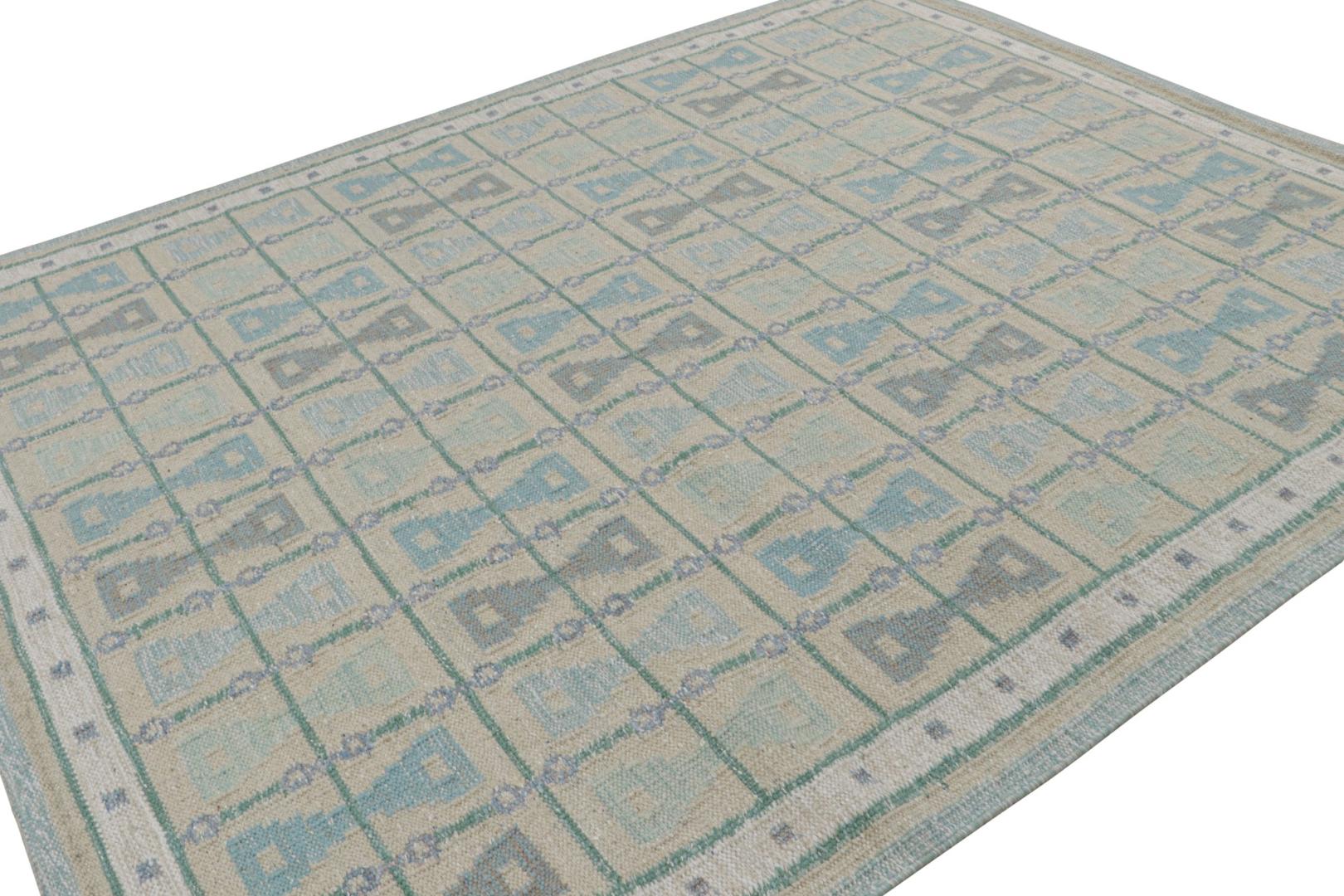 Scandinavian Custom Kilim Rug With Hourglass Geometric Patterns
