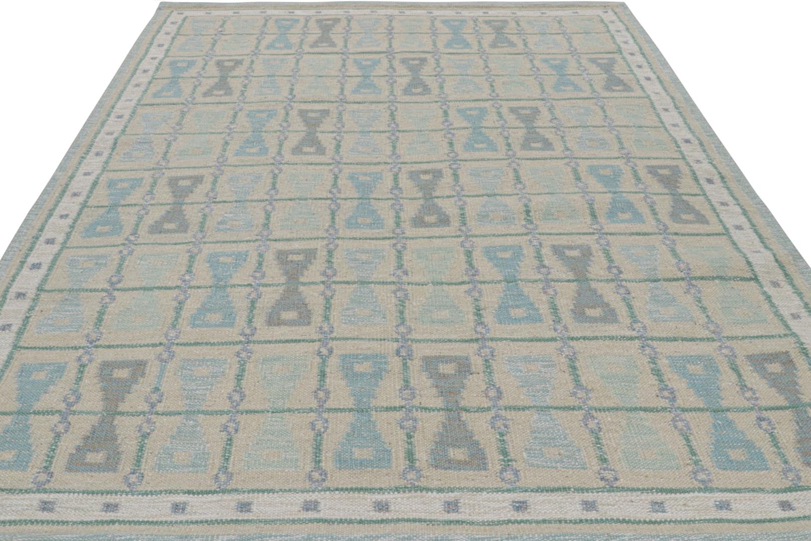 Scandinavian Custom Kilim Rug With Hourglass Geometric Patterns