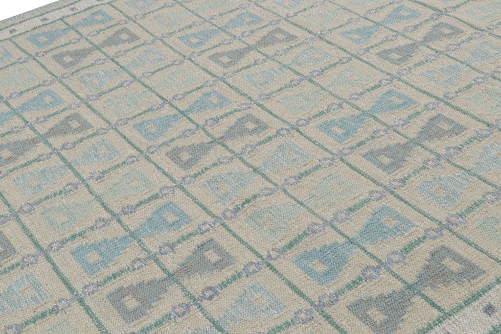Scandinavian Custom Kilim Rug With Hourglass Geometric Patterns