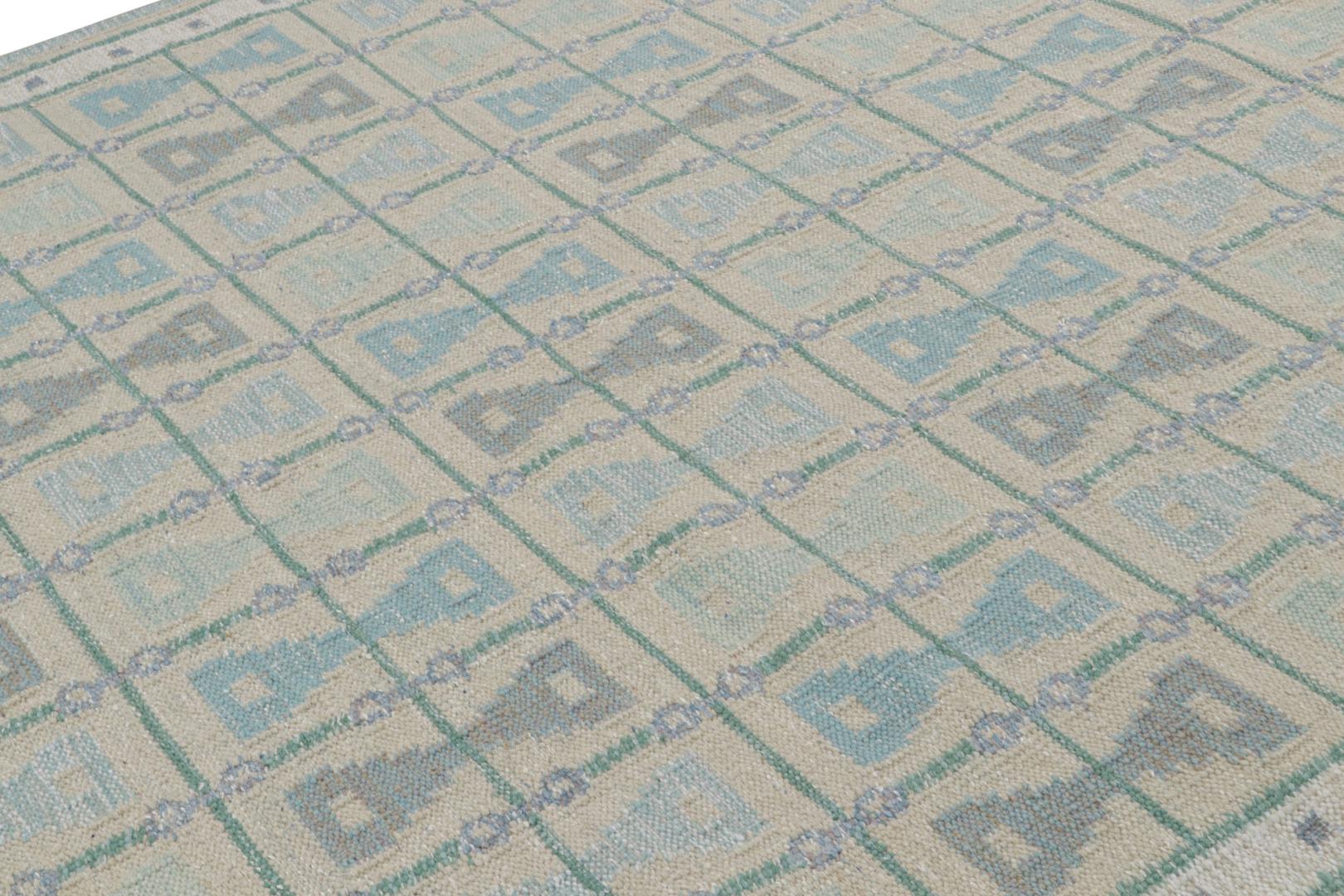 Scandinavian Custom Kilim Rug With Hourglass Geometric Patterns