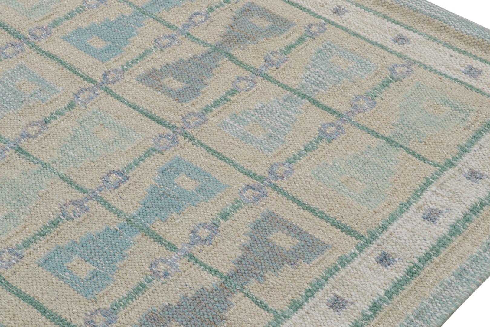 Scandinavian Custom Kilim Rug With Hourglass Geometric Patterns