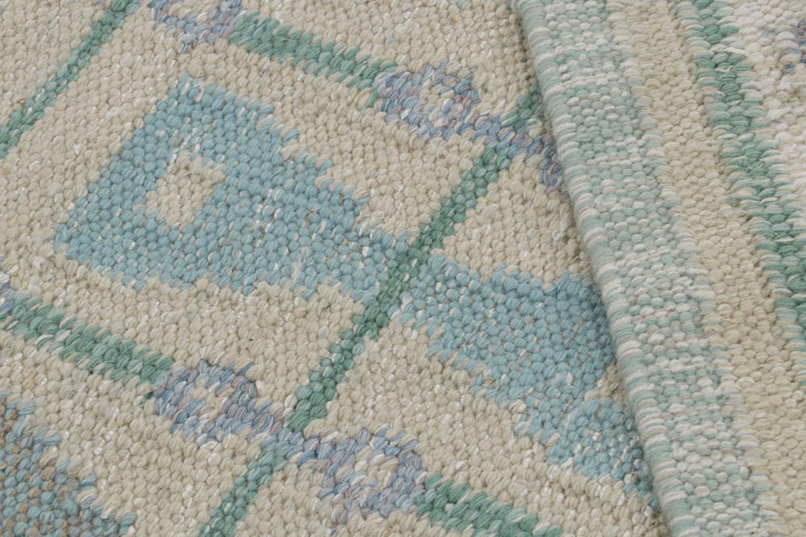 Scandinavian Custom Kilim Rug With Hourglass Geometric Patterns