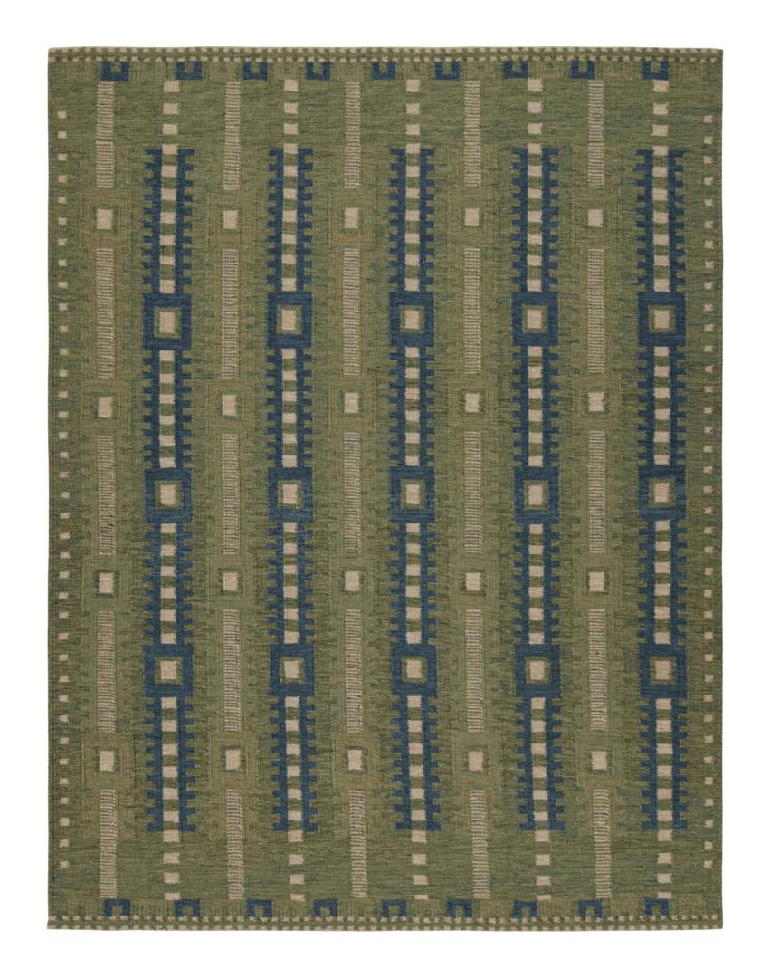 Scandinavian Custom Kilim Rug with Geometric Patterns