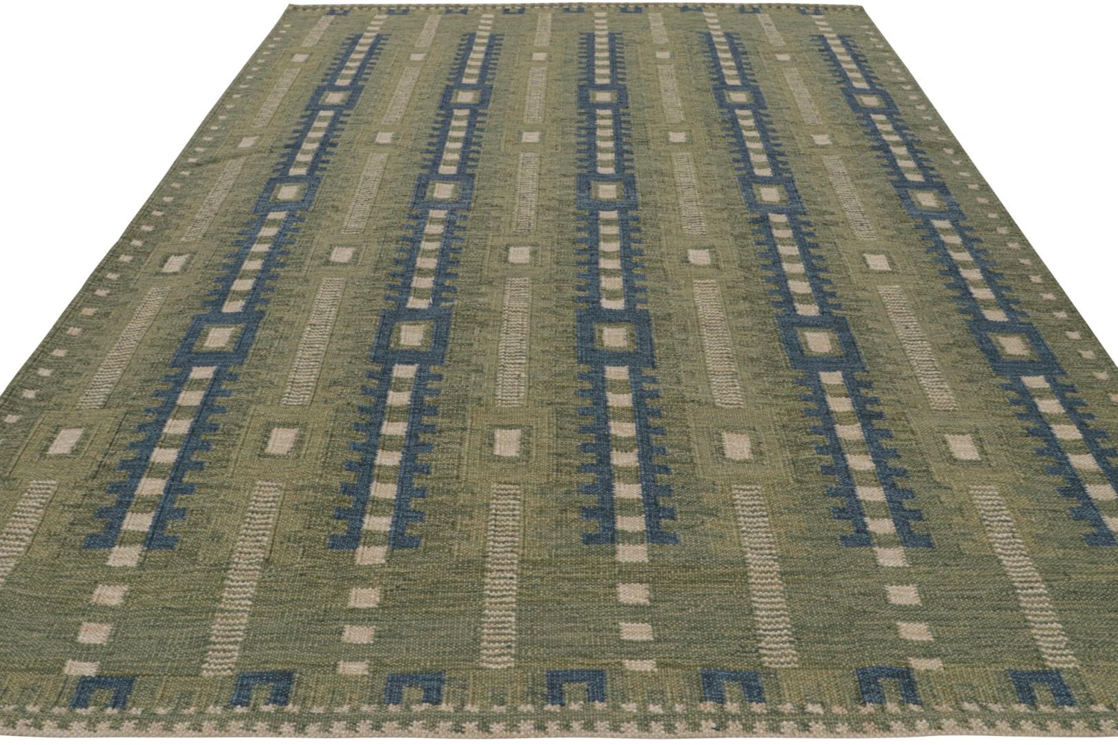 Scandinavian Custom Kilim Rug with Geometric Patterns