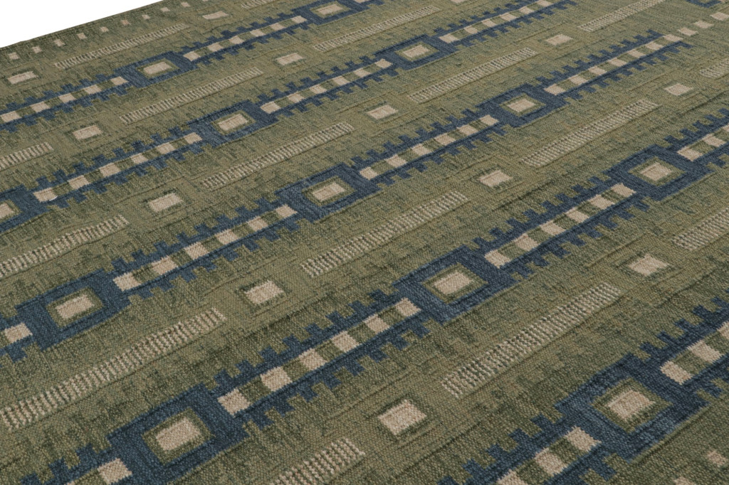 Scandinavian Custom Kilim Rug with Geometric Patterns