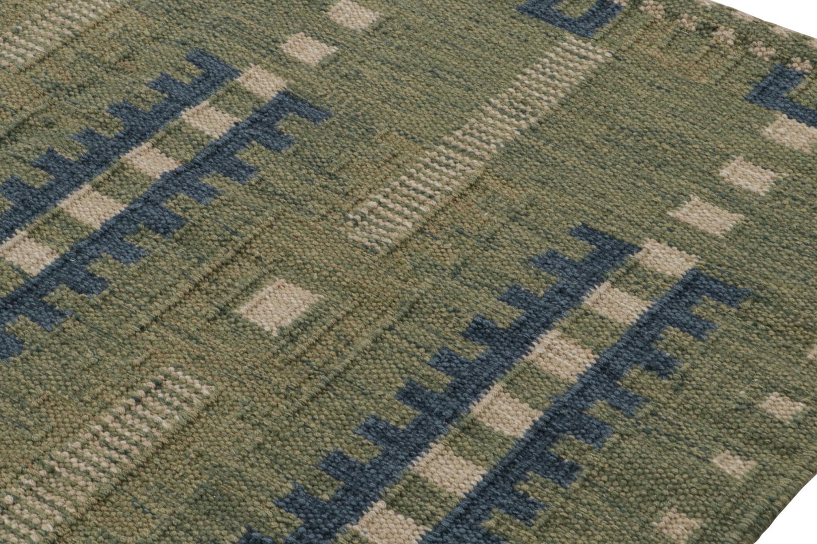 Scandinavian Custom Kilim Rug with Geometric Patterns