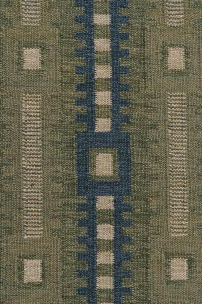 Scandinavian Custom Kilim Rug with Geometric Patterns