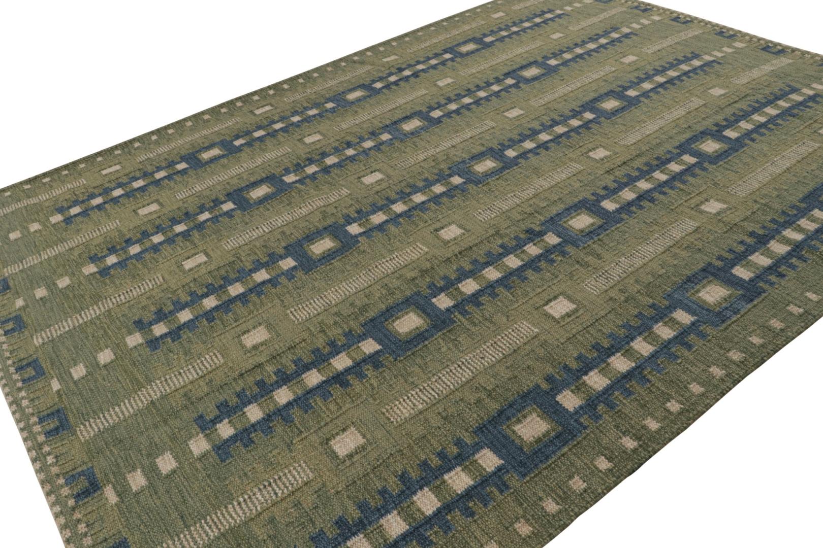 Scandinavian Custom Kilim Rug with Geometric Patterns