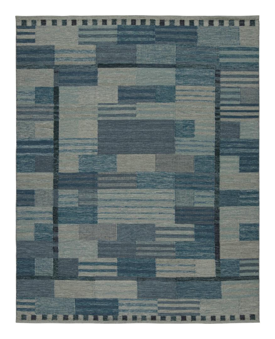 Scandinavian Custom Kilim Rug with Geometric Patterns