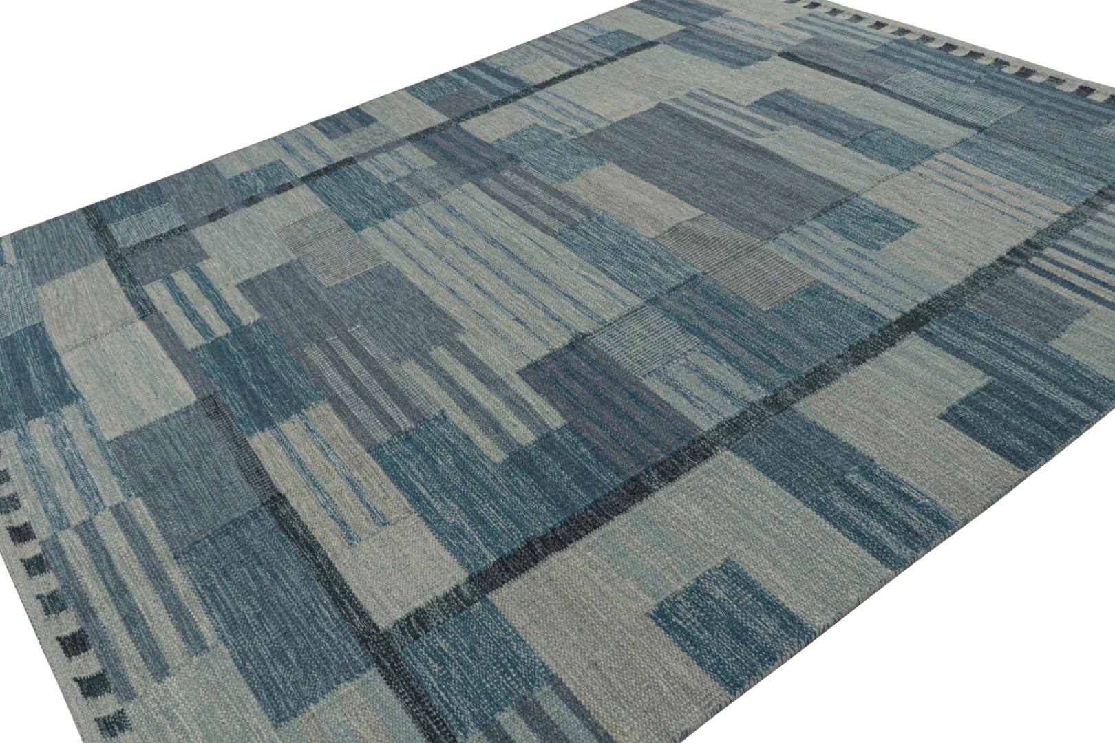 Scandinavian Custom Kilim Rug with Geometric Patterns