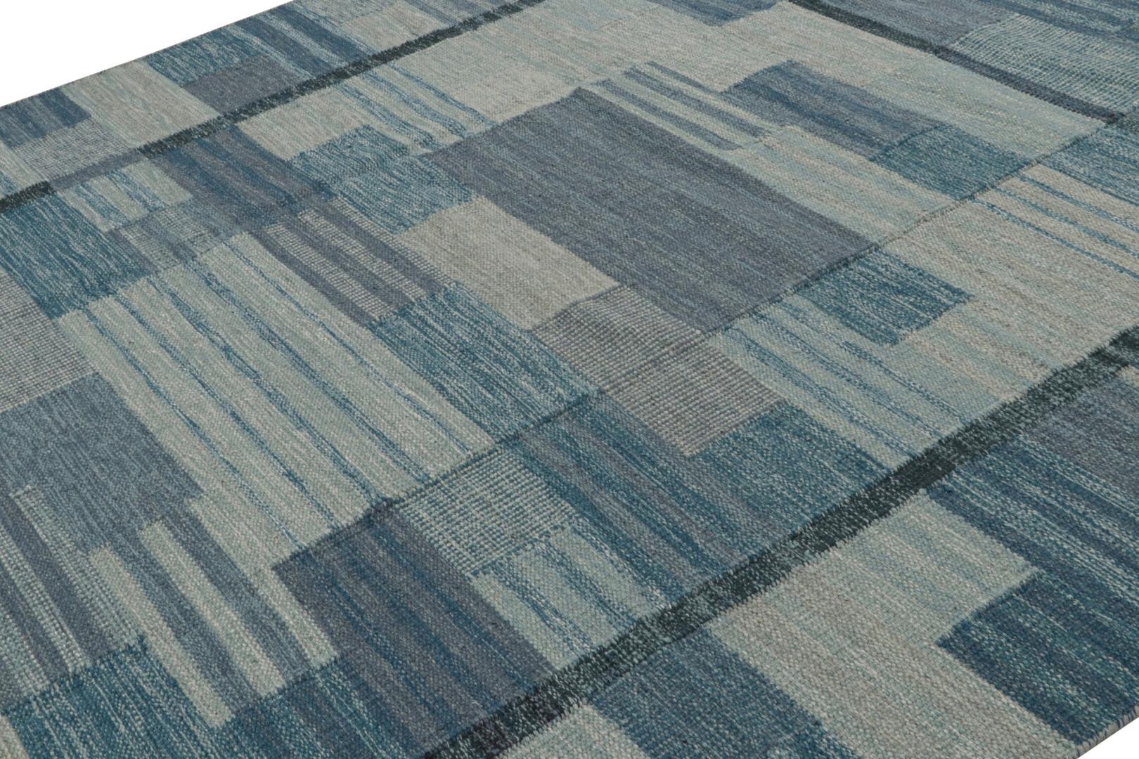 Scandinavian Custom Kilim Rug with Geometric Patterns
