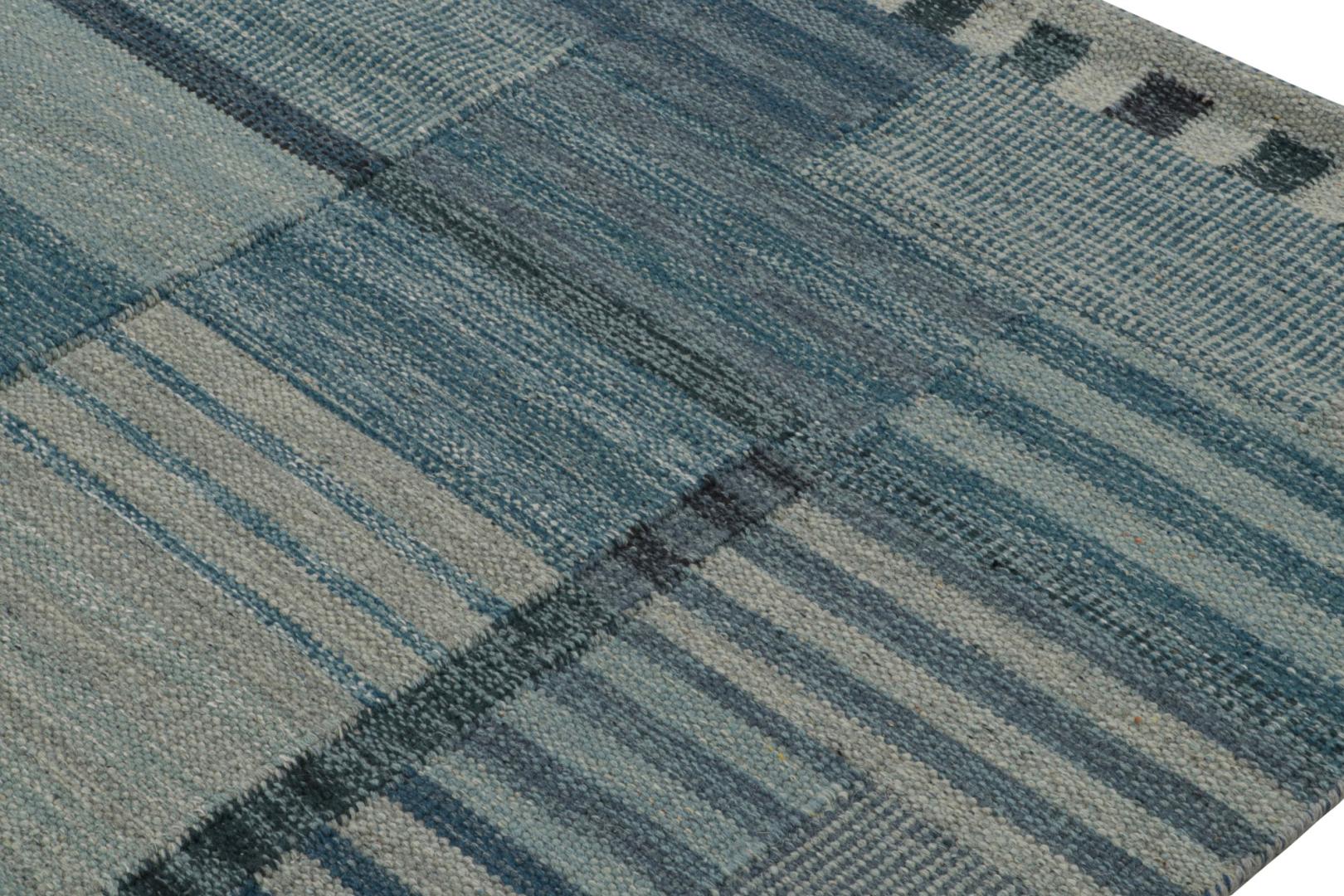 Scandinavian Custom Kilim Rug with Geometric Patterns