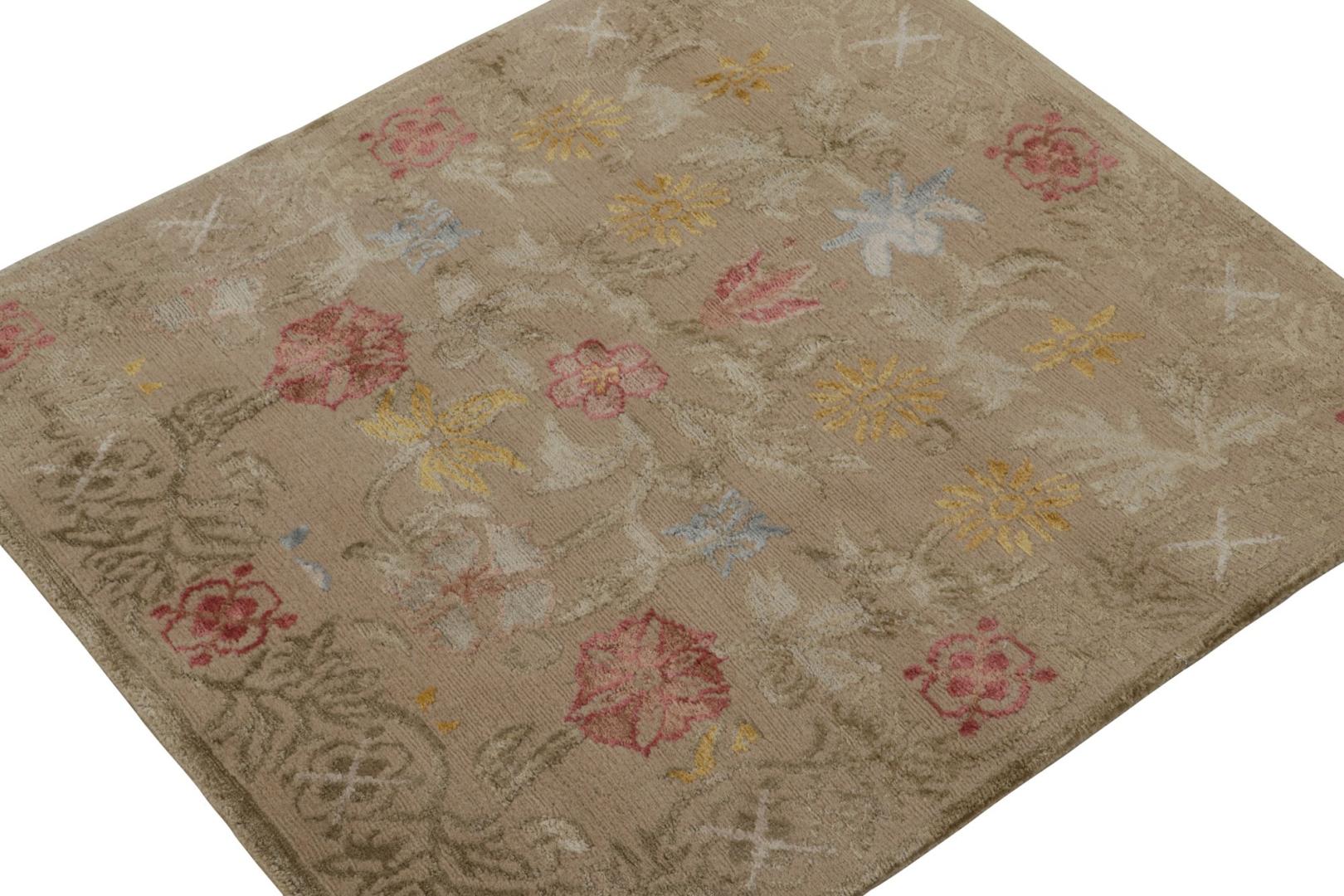 Modern Spanish European Floral Square Rug