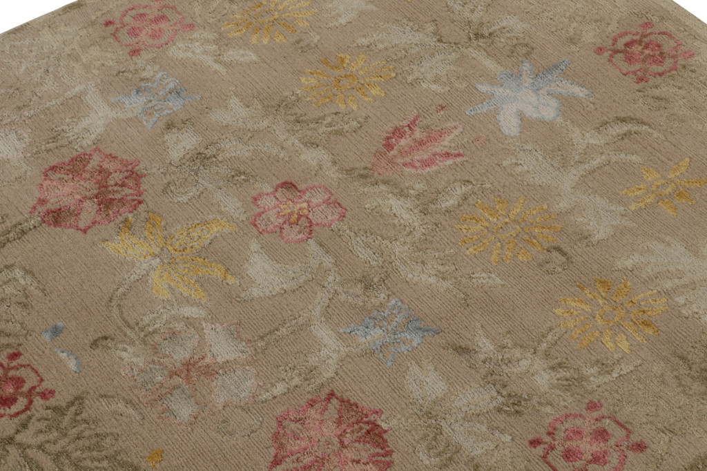 Modern Spanish European Floral Square Rug