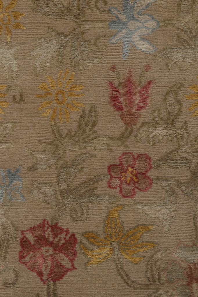 Modern Spanish European Floral Square Rug