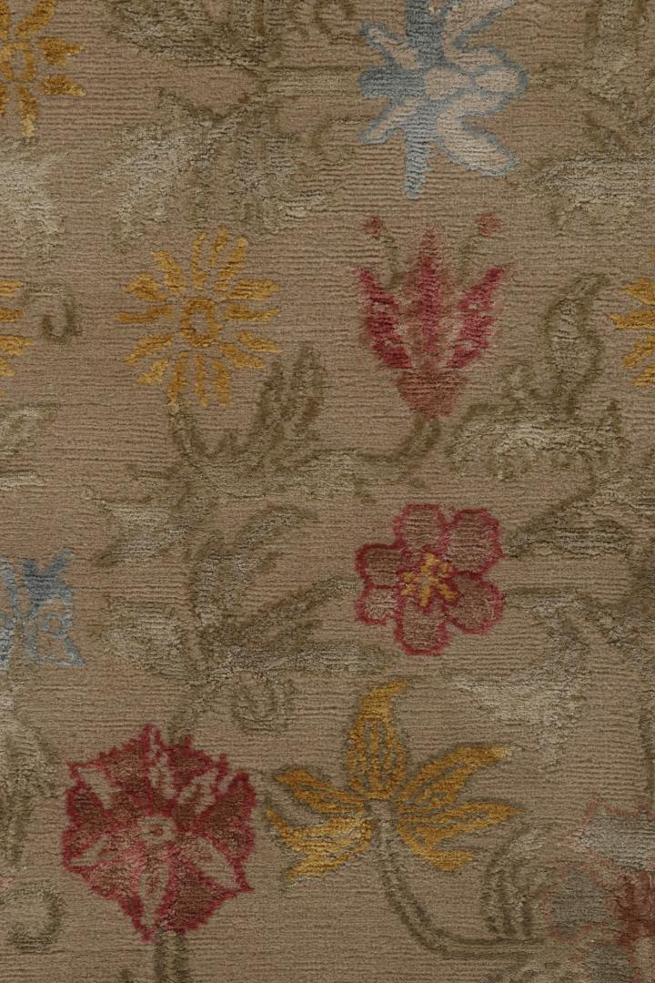 Modern Spanish European Floral Square Rug