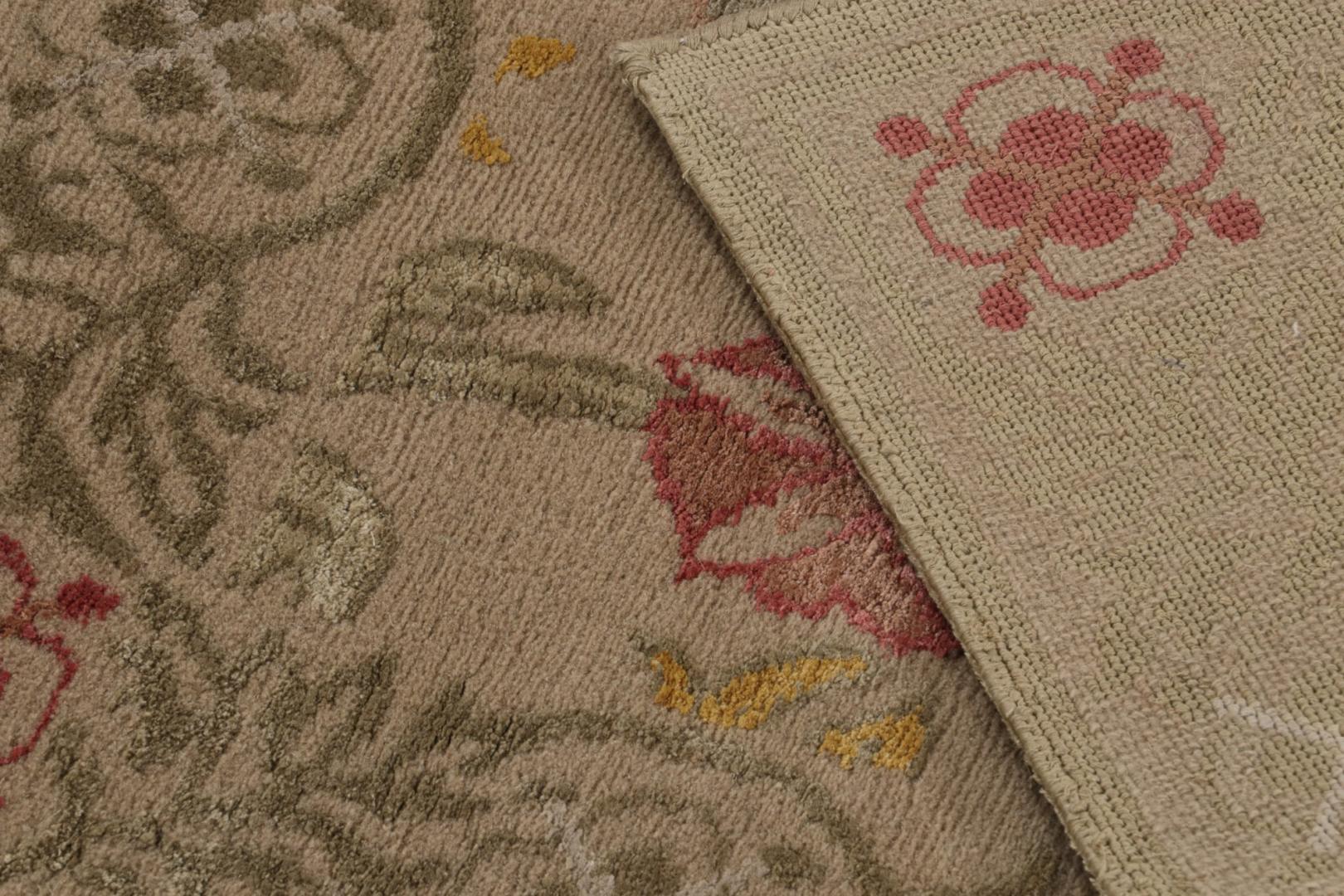 Modern Spanish European Floral Square Rug