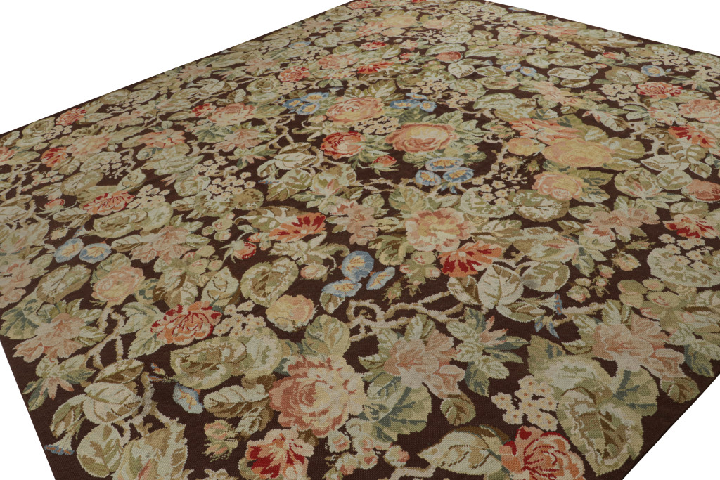 Antique English Needlepoint Square Rug