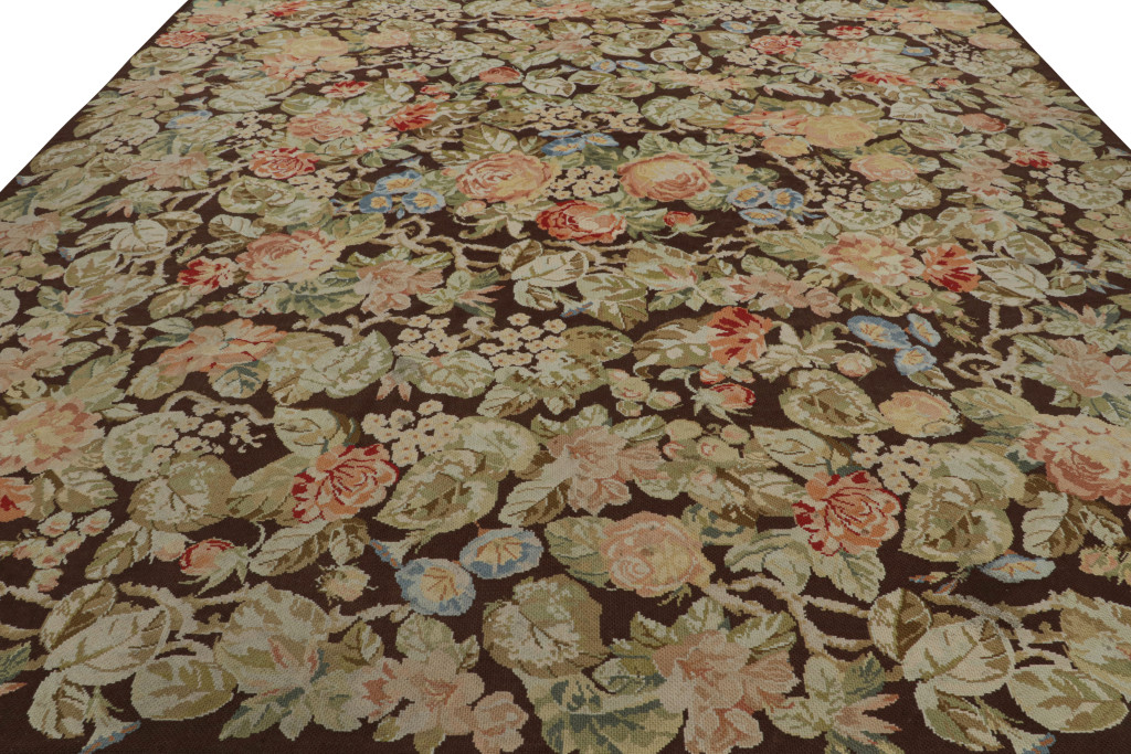 Antique English Needlepoint Square Rug