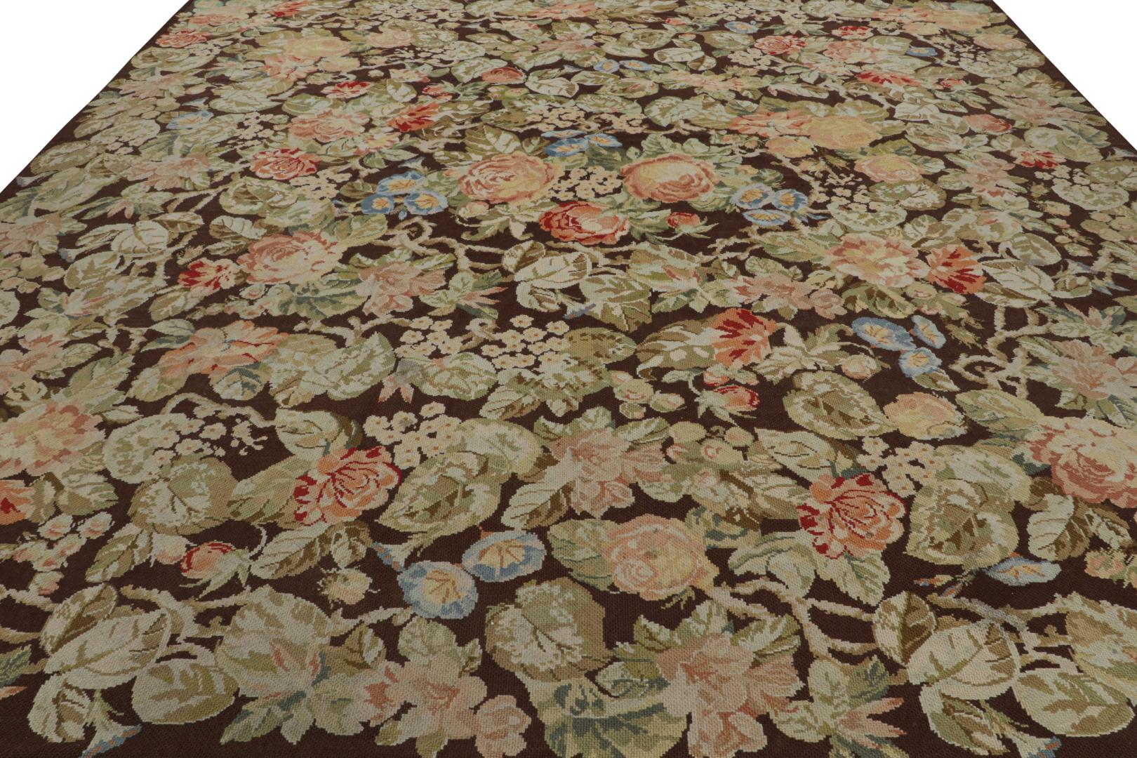 Antique English Needlepoint Square Rug
