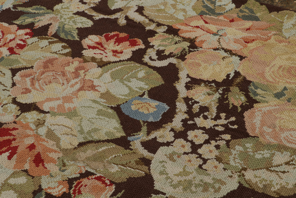 Antique English Needlepoint Square Rug
