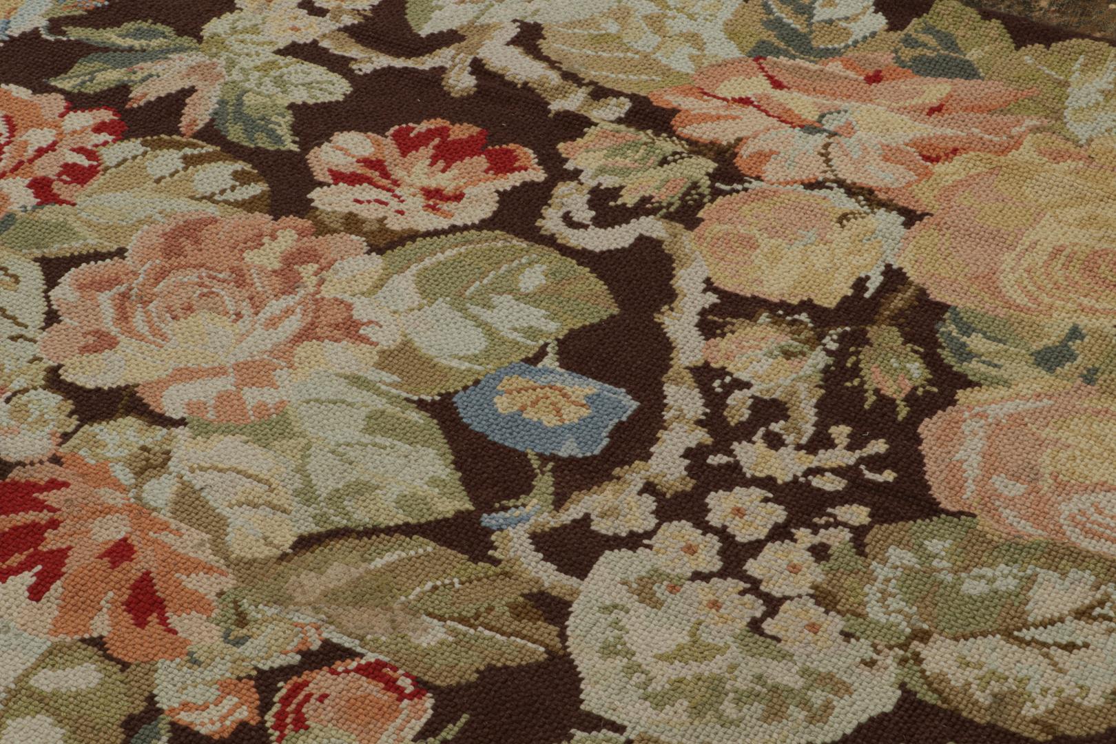 Antique English Needlepoint Square Rug