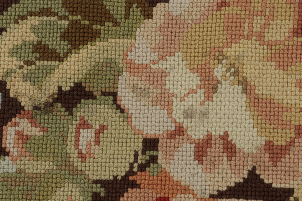 Antique English Needlepoint Square Rug