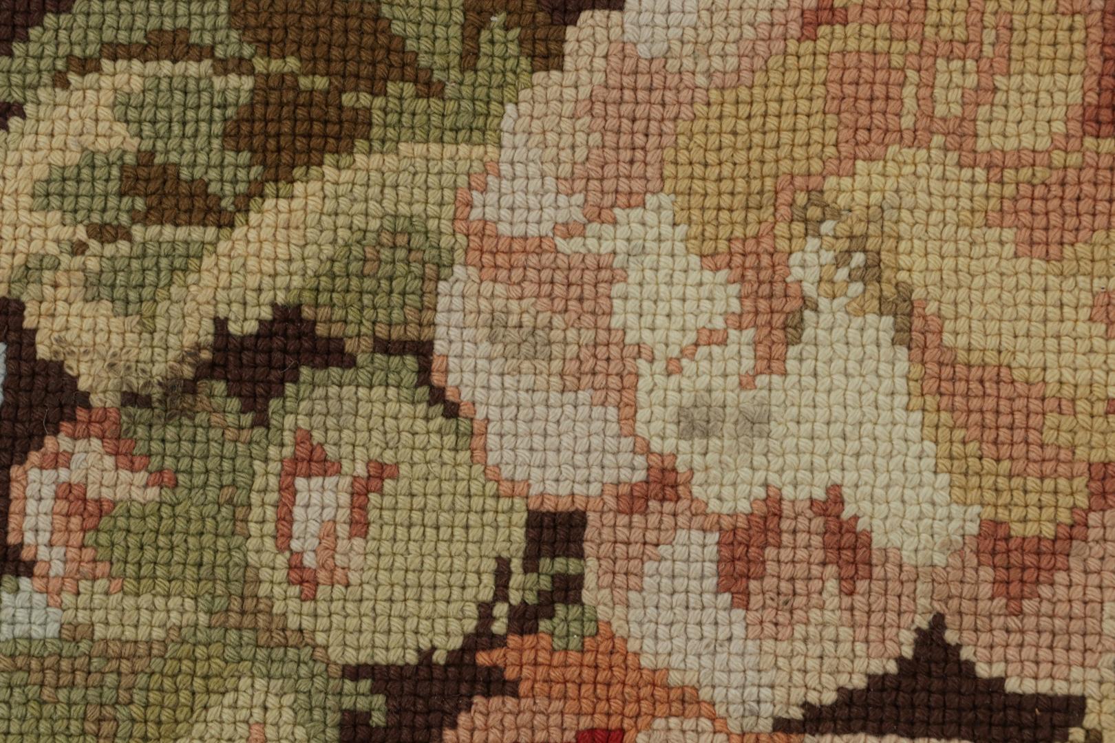 Antique English Needlepoint Square Rug