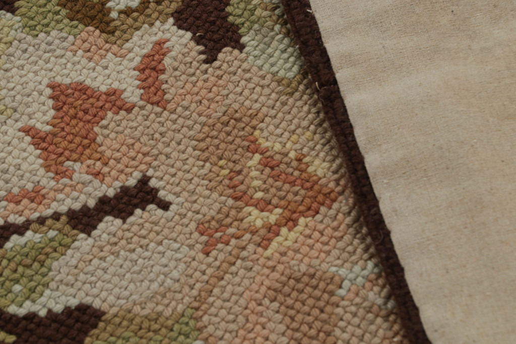 Antique English Needlepoint Square Rug