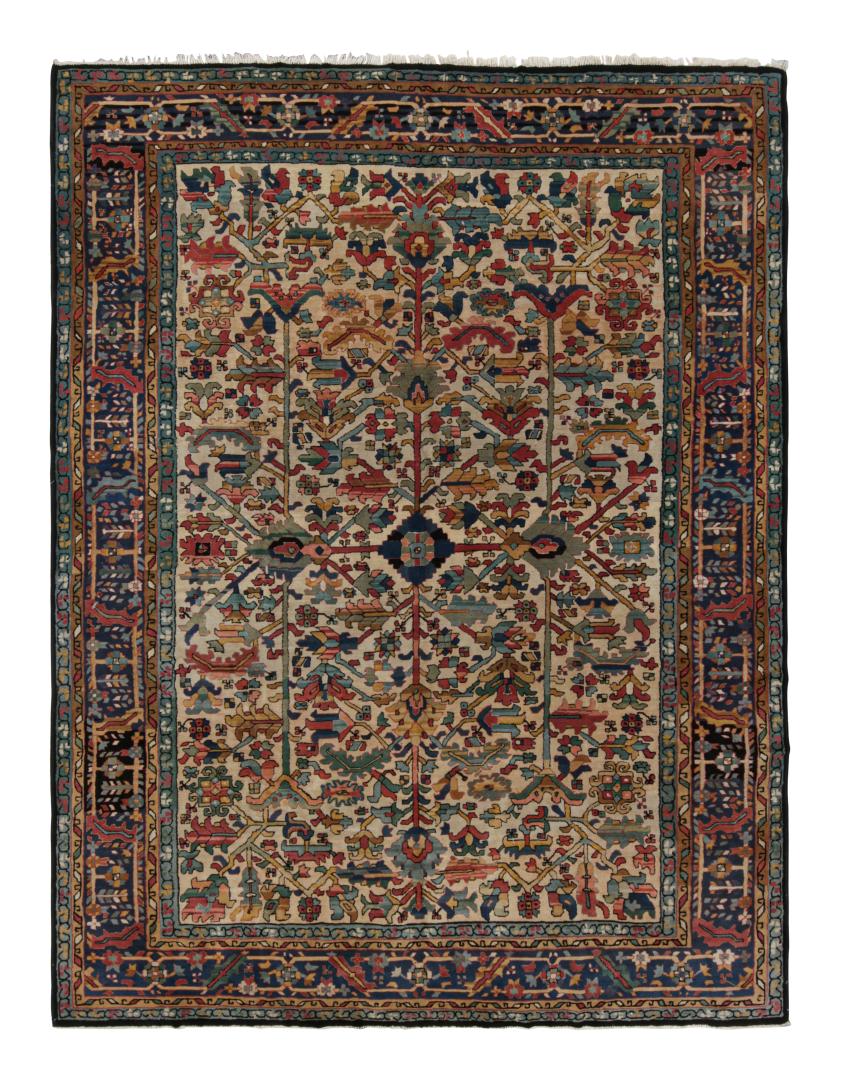 Vintage European Polychromatic Geometric Rug