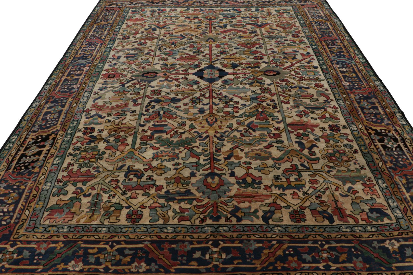 Vintage European Polychromatic Geometric Rug