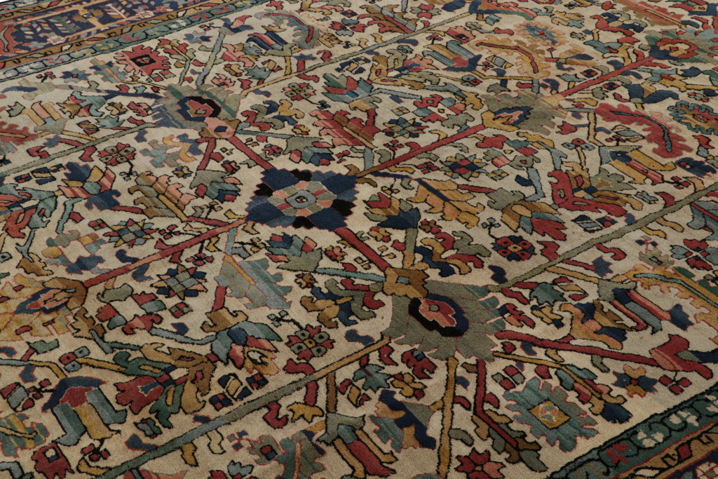 Vintage European Polychromatic Geometric Rug