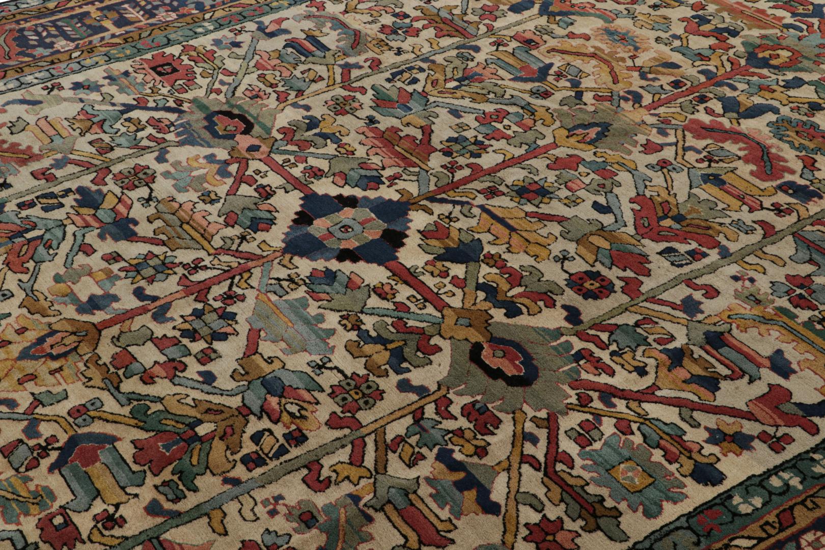 Vintage European Polychromatic Geometric Rug