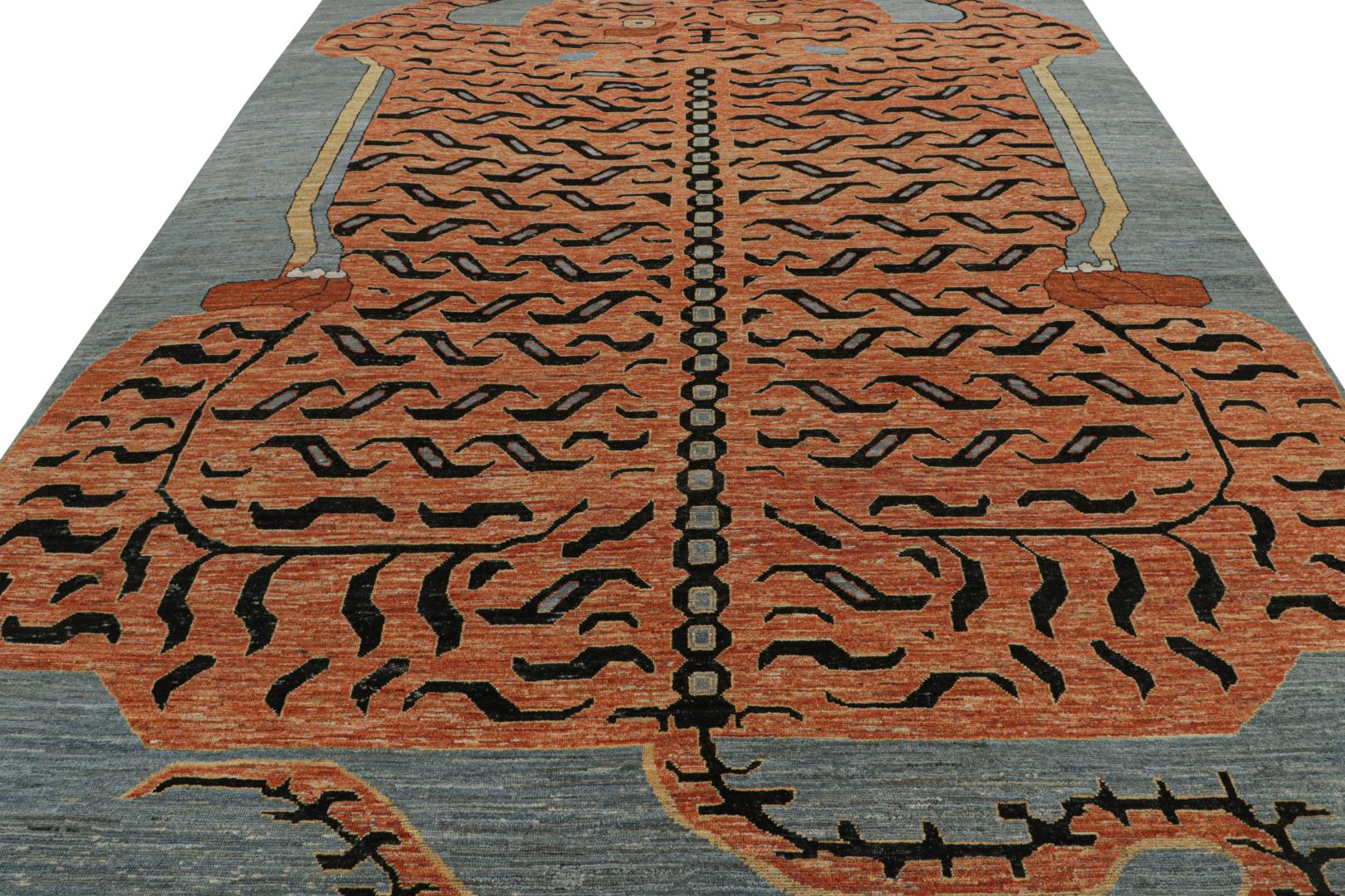 Modern Tiger Pictorial Rug in Orange