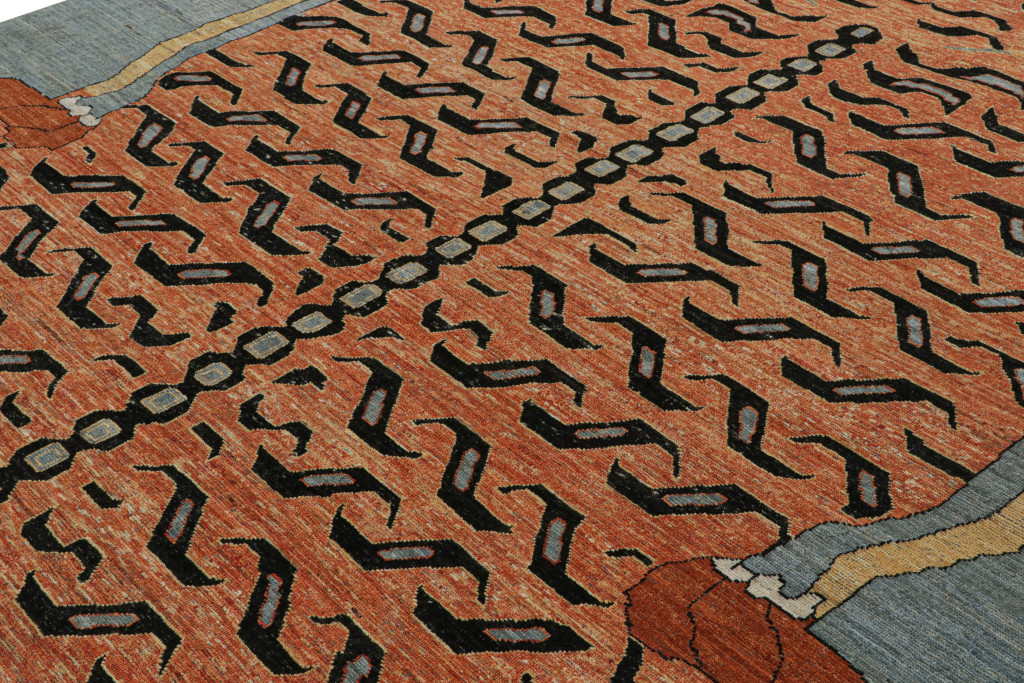 Modern Tiger Pictorial Rug in Orange