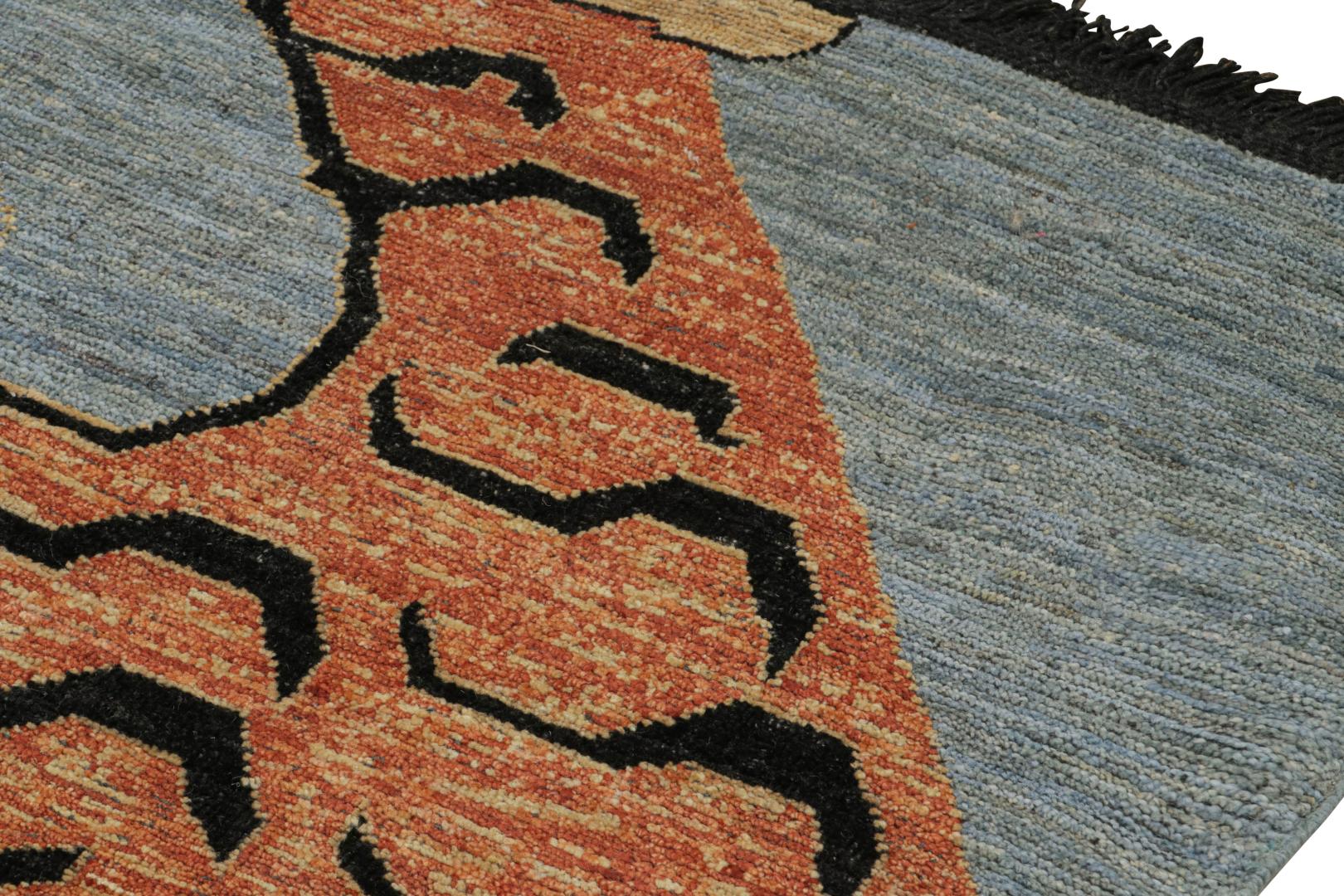 Modern Tiger Pictorial Rug in Orange