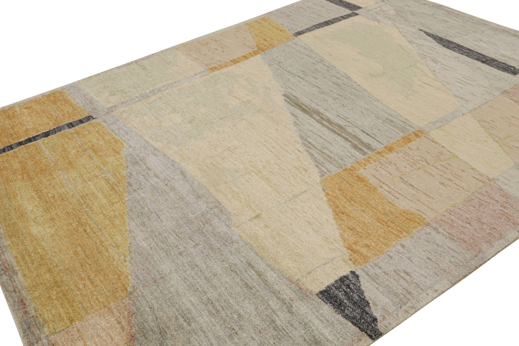 Contemporary Abstract Rug With Minimalist Geometric Patterns
