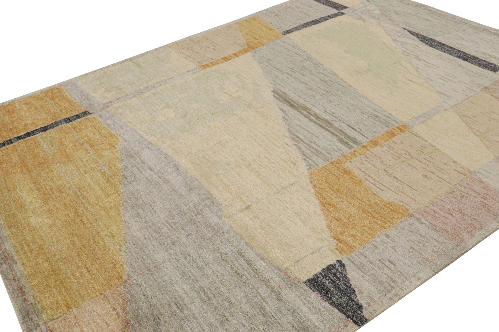 Contemporary Abstract Rug With Minimalist Geometric Patterns