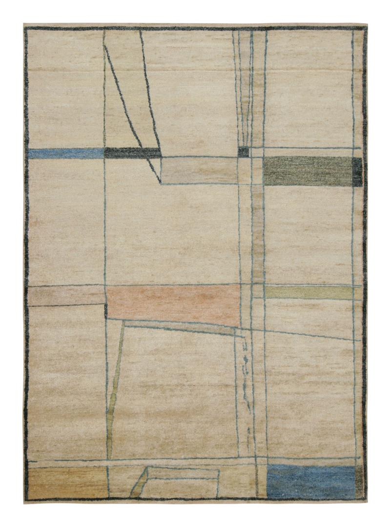 Contemporary Abstract Rug With Minimalist Geometric Patterns