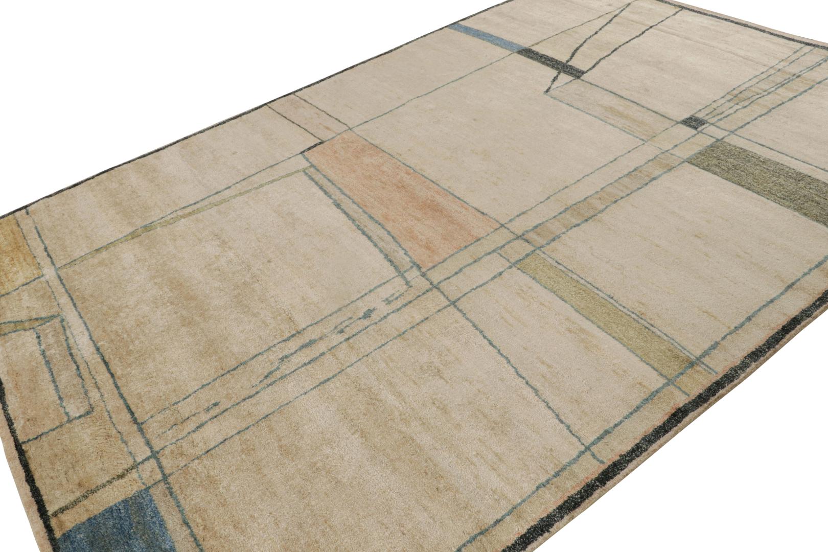Contemporary Abstract Rug With Minimalist Geometric Patterns