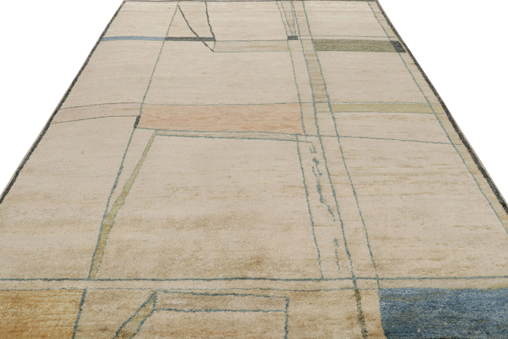 Contemporary Abstract Rug With Minimalist Geometric Patterns