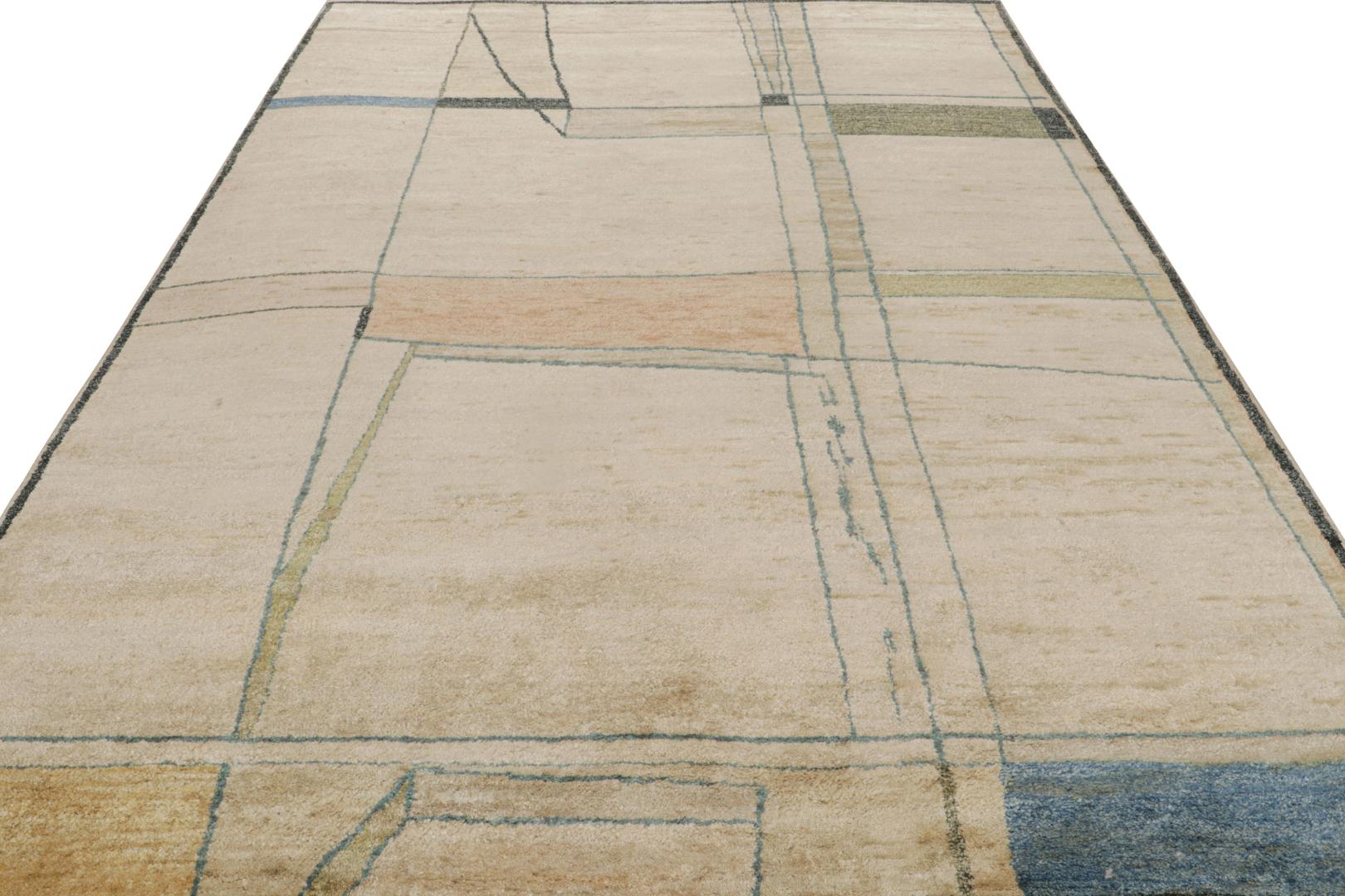 Contemporary Abstract Rug With Minimalist Geometric Patterns