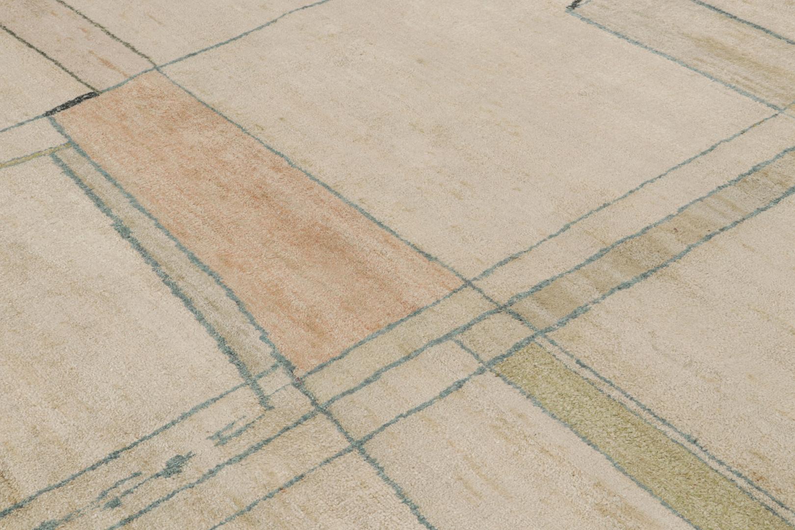 Contemporary Abstract Rug With Minimalist Geometric Patterns