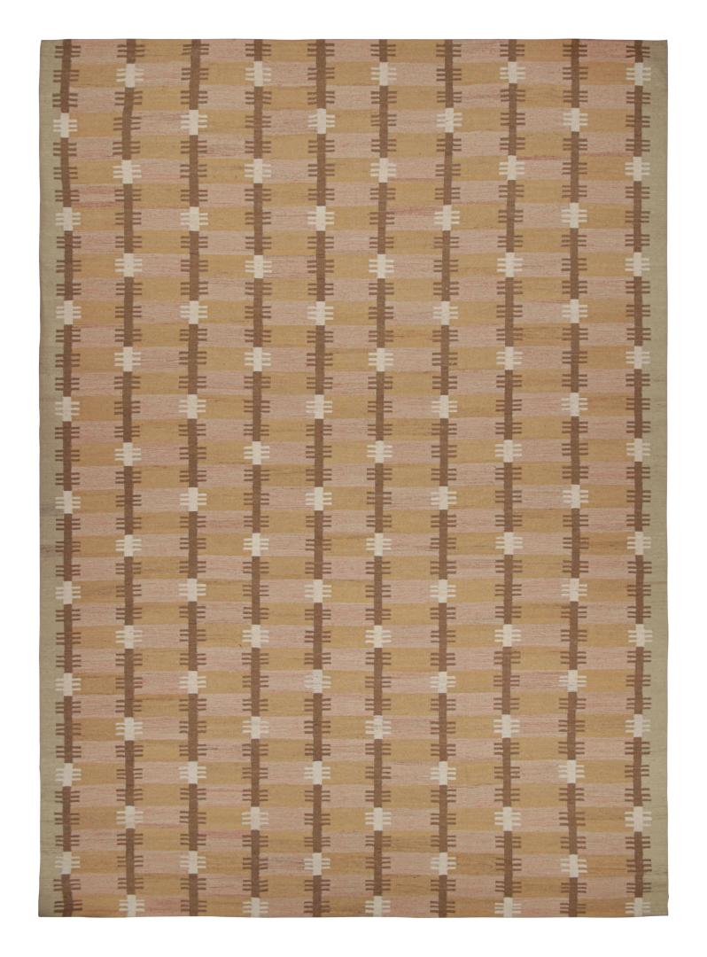 Scandinavian Oversized Kilim with Geometric Patterns