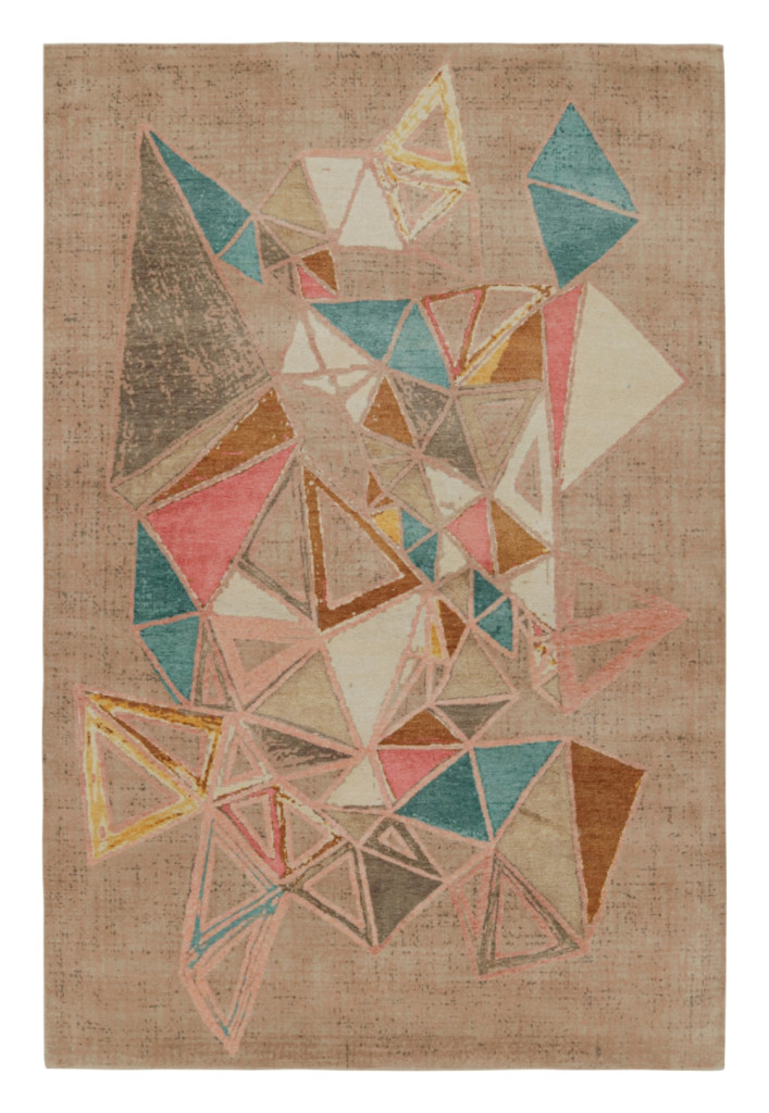 Rug & Kilim’s Mid-Century Modern Rug with Multicolor Geometric Patterns