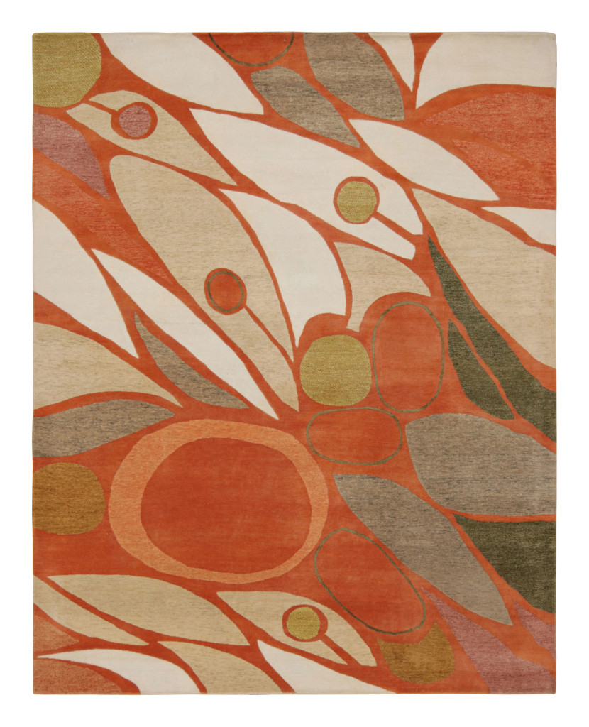 Rug & Kilim X Jenn Ski Orange Mid-Century Modern Rug with Geometric Patterns