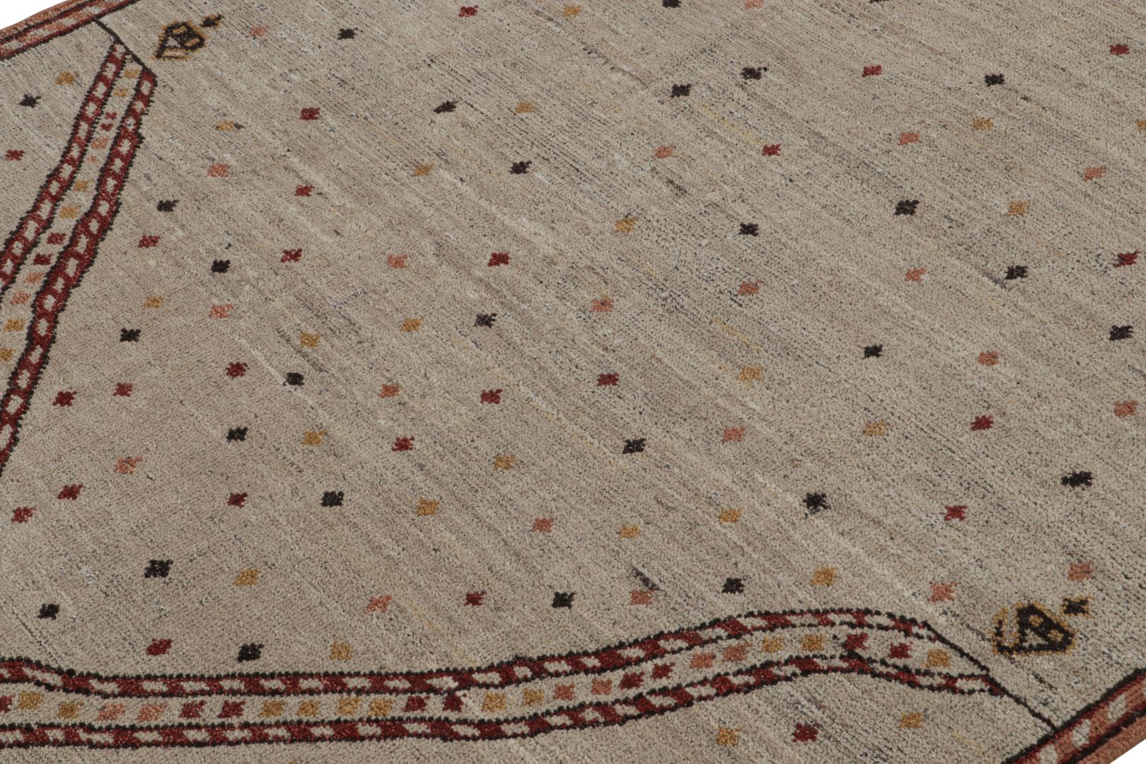 Rug & Kilim’s Mihrab Style Rug in Beige with Geometric Patterns