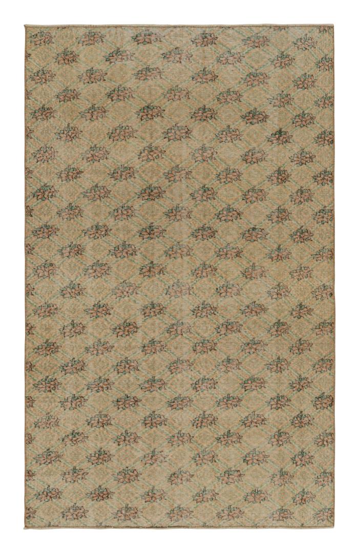 Vintage Zeki Müren Floral Geometric Rug